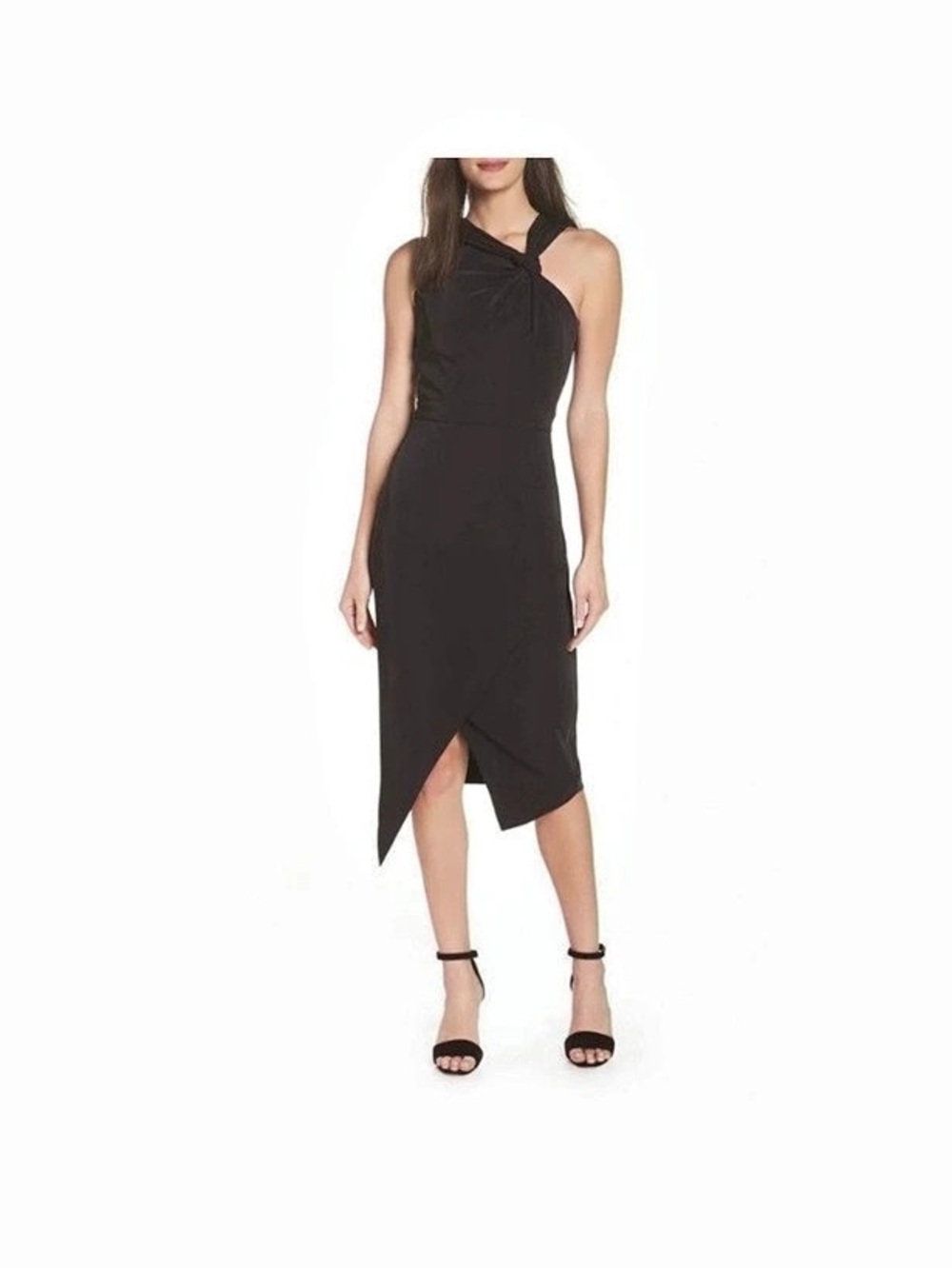 Black Asymmetrical Midi Dress Like New